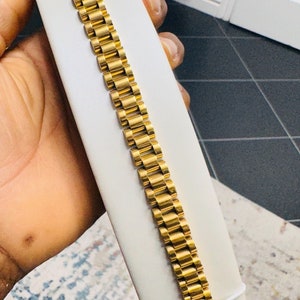 18K Gold Plated Chunky Bracelet: Waterproof Stainless Steel Link Chain