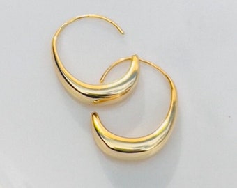 18K Gold Plated Crescent Hoop Earrings: Hypoallergenic Huggies