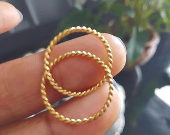 18K Gold Plated Rope Ring: Waterproof Stackable Band