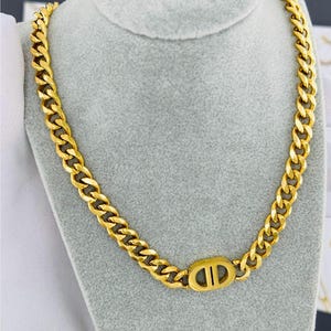 Chunky 18k Gold Filled Cuban Choker Necklace - Stainless Steel Minimalist Necklace - Gold Chain For Women - Gift For Her - Waterproof