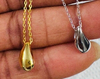 Collar minimalista con colgante de lágrima: acero inoxidable en oro de 18 quilates, joyería hipoalergénica