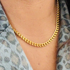 Chunky 18k Gold Filled Cuban Chain Choker Necklace - Waterproof