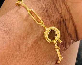 Gold Paperclip Chain Bracelet: 18K Gold Filled Stainless Steel
