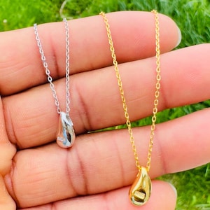 Simple Gold Silver Waterdrop Necklace - Dainty Teardrop Pendant - Minimalist 18K Gold Plated Necklace - 925 Silver - Gift Idea For Her