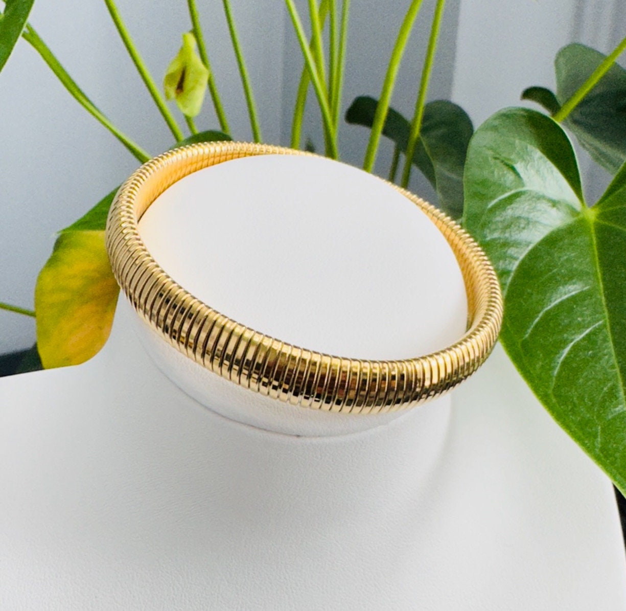 MARYLAX Braccialetto Rigido Donna Placcato Oro 18K – Ovale Con Zirconia, Gioiello Impilabile Ipoallergenico, Regalo Con Confezione