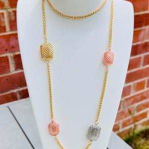 Chic Boho-Style Hippie-Inspired Long Necklace - Minimalist Present for Her - Durable Gold, Rose, and Silver Charm Necklace