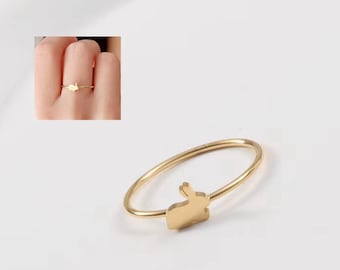 Dainty Rabbit Ring: 18K Gold Plated Stainless Steel, Hypoallergenic
