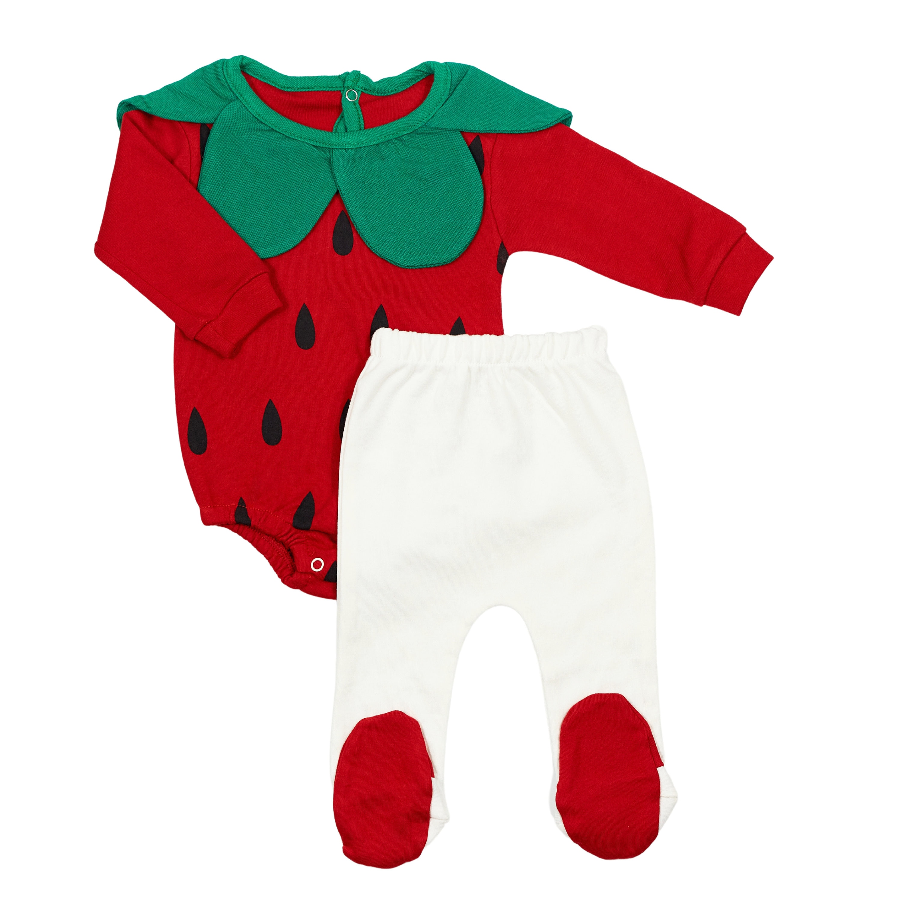 Strawberry Baby Longsleeve Romper & Pant Costume For Infants - 2 Pieces - Unisex