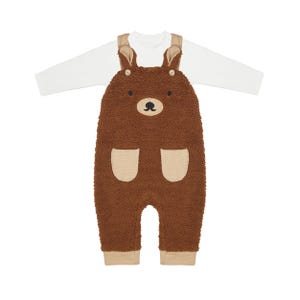 Baby Clothes Newborn Infant Baby Long Sleeve T-Shirt and Bear Ears Fleece Jumpsuit Overalls Salopette Set 2 Pieces Clothing