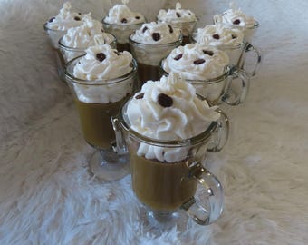 Coffee Candle, Glass Mug Coffee Candle, Glass Candle, Cotton Wick Candle, Coffee Bean Candle with Whipped Cream, USA NY