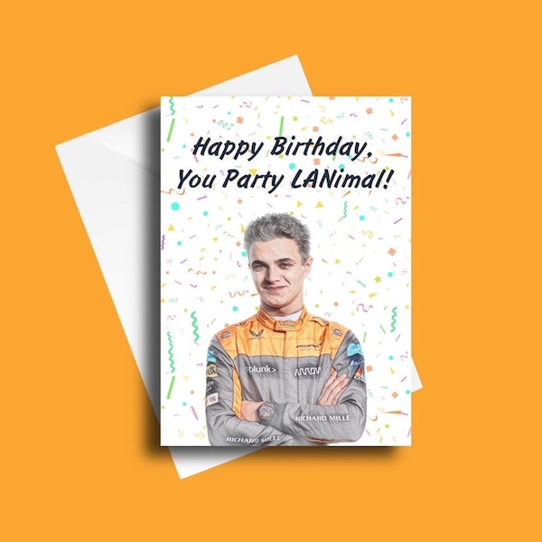 F1 Formula One Birthday Card, Lando Norris, F1 Greeting Card, Bday Card, Gift for him, Gift For Her, McLaren