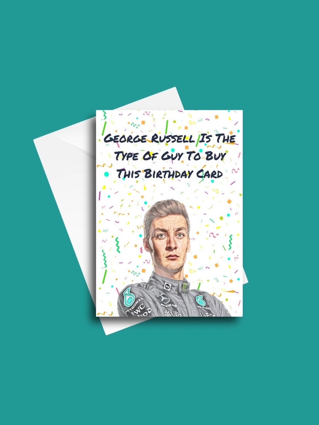 F1 Formula One Birthday Card, George Russell, F1 Greeting Card, Bday