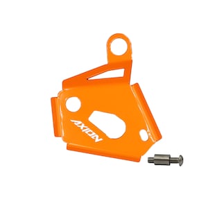 May include: Orange motorcycle chain guard with a white "AXICN" logo and a silver mounting screw.