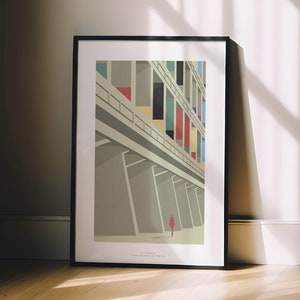 CORBUSIERHAUS-jednostka mieszkaniowa-plakat Le Corbusiera-architektura berlińska-sztuka ścienna-plakat architektoniczny-druk artystyczny