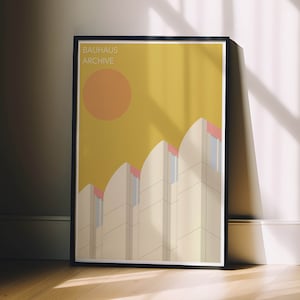 BAUHAUS ARCHIEF, Bauhaus-poster, modernistische kunstprint, Berlijnse architectuurposter, minimalistische kunstprint, poster Berlijns museum