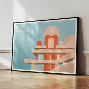 NATIONAL THEATRE, Royal National Theatre, London Architecture, Brutalist Architecture Poster, Brutalism, London Poster