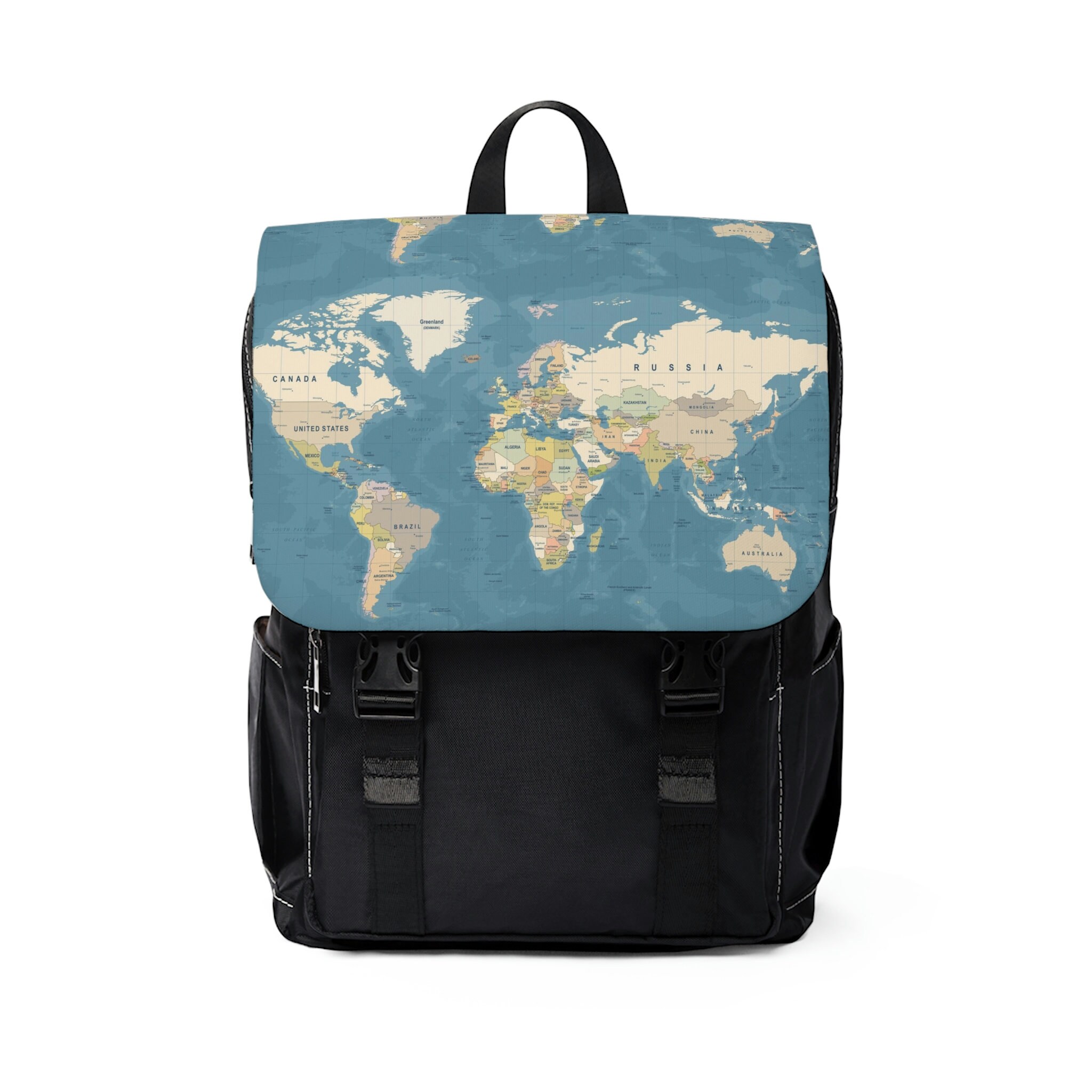 Discover Unisex Casual Shoulder Backpack Travelers World Atlas backpack