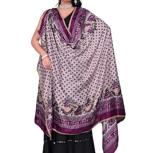 Art Silk Patola Dupatta with Lace Border | Gujarati Garba Print | Soft Lightweight Ethnic Scarf for Kurta Dress Choli