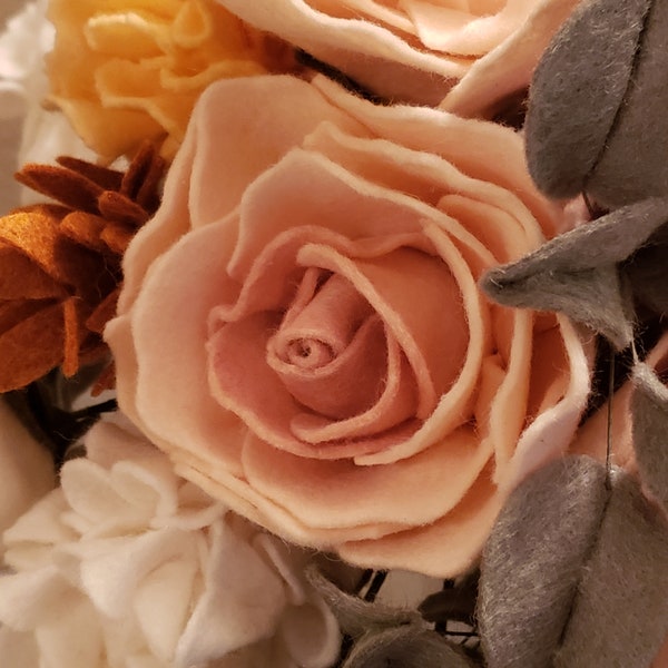Felt Rose, Quicksand Rose, Real touch Rose, Bridal bouquet roses