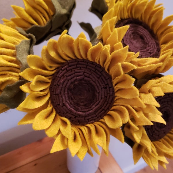 Felt sunflower,  Summer bouquet, Fall flowers, Sunflower gift