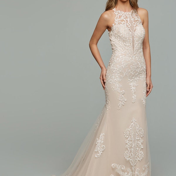 Lace Halter Wedding Dress Etsy