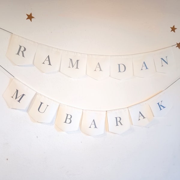 Ramadan Decoration Guirlande en tisuue Ramadan Mubarak Guirlande personnalisable Ramadan mubarak decoration murale personnalisé