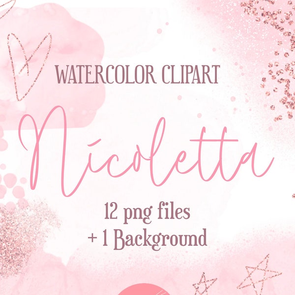 Nicoletta Pink Watercolor Clipart