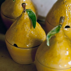 Ceramic sugar bowl, lemon fan box, sugar box, kitchen accesories for plantlover, plant addict, lemon and citrus decoration