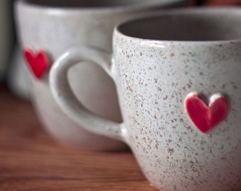 Ceramic mug with heart , coffee cup , Tea mug , gift with love , Valentines day