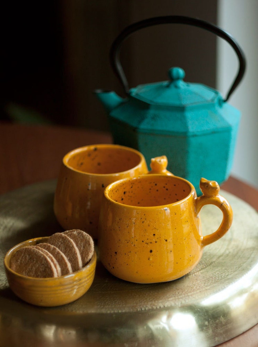 Ceramic Mug With Little Bird on the Handle Beautiful Coffee Cup Pottery