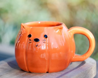 Keramisk mugg, pumpa katt halloween mugg
