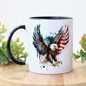 Patriotic Bald Eagle Coffee Mug: American Flag Ceramic Cup
