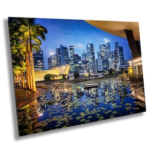 Singapore skyline print muurkunst, Singapore reisposter, modern Singapore wanddecoratie voor thuis en op kantoor