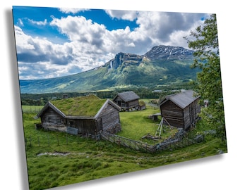 Rustic Norwegian Mountain Farm: Captivating Bygdatunet Landscape Photography in the Heart of Norway&#39;s Mountains - Home Decor - Wall Art