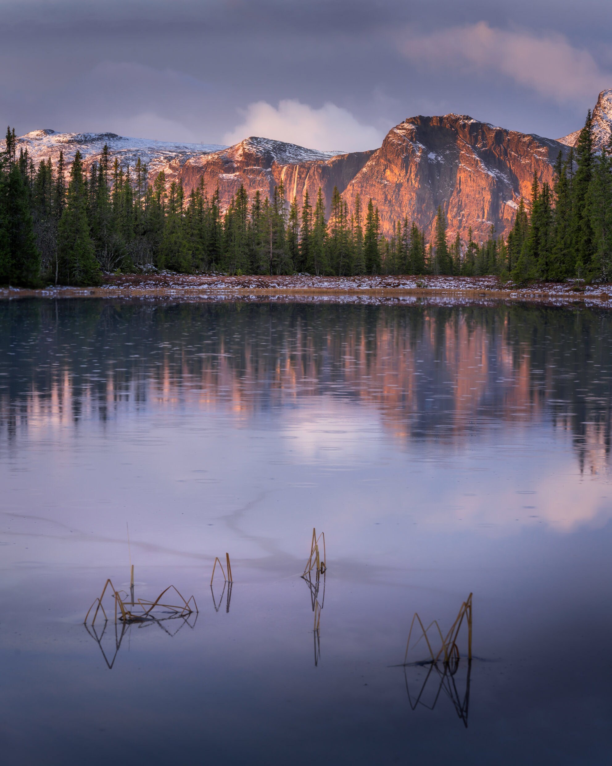 Mountains Sunrise Landscape Winter Reflection 