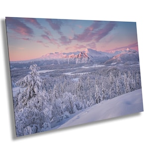 Mountains Snow Sunrise Landscape Winter Print/Canvas/Acrylic/Metal