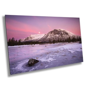 Snow Capped Mountains Dawn Full Moon Landscape Winter Print/Canvas/Acrylic/Metal