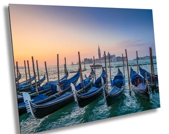 Venice Gondolas Sunrise Photograph: Italian Canal Art Print