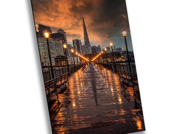 San Francisco Skyline Canvas Print: Moody Sunset Cityscape