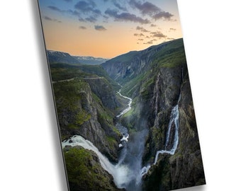 Voringsfossen Waterfall Print: Norway Mountain Photography, Home Decor