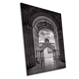 Paris Louvre Pyramid Black and White, Wall Art Photography Print, Palace France, Pyramide du Lourve, Palais Glass Museum, Paris Poster