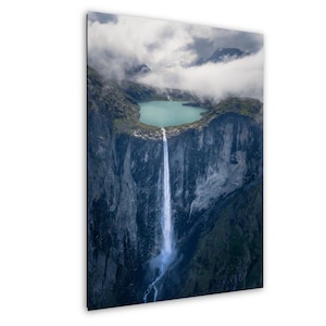 Mardalsfossen Waterfall Print, Norway Landscape Wall Art, Fjord & Mountain, Scandinavian Scenic Photography, Misty Artwork