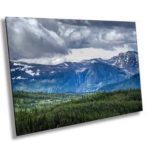 Norwegian Mountain Waterfall Landscape - Midday Majesty in Hemsedal - Fine Art Photography Print - Home Decor - Wall Art - Canvas