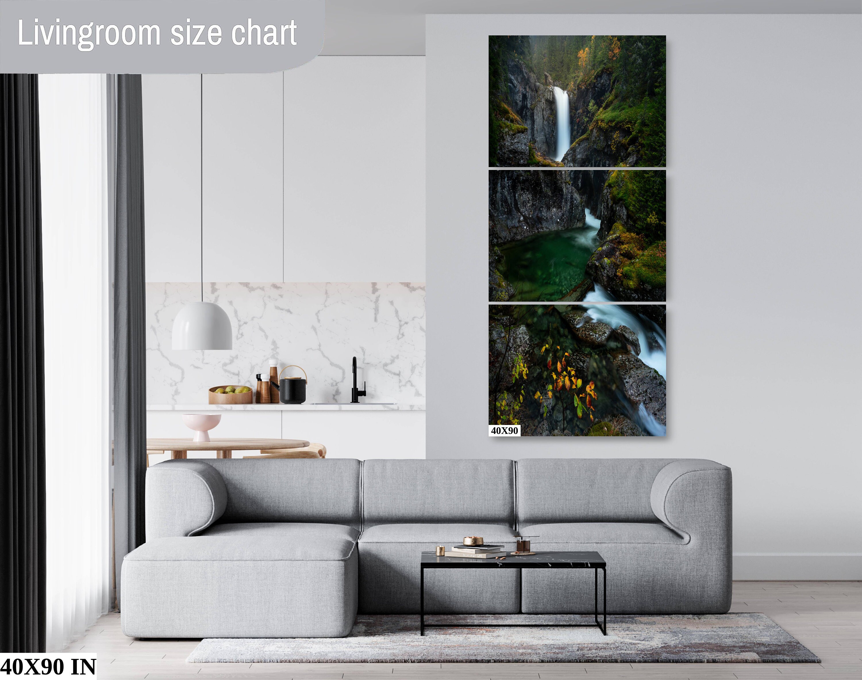 Waterfall Canvas Wall Art, Nature Waterfall Photography, Beautiful