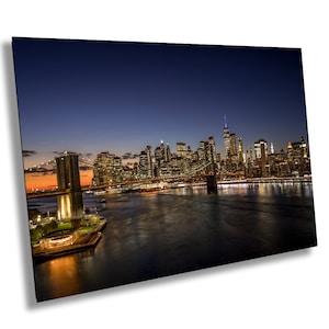 Manhattan Skyline at Night, Manhattan Bridge View, NYC Cityscape, Night Photography, Skyline Print, New York Decor, City Lights Picture