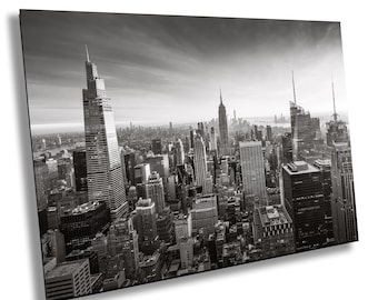 NYC Skyline Print: Black and White Sunset View from Top of the Rock