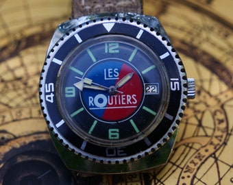 Les Routiers Skin Diver Taucheruhr, mechanische französische Herrenarmbanduhr