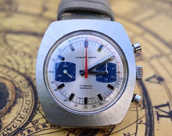 Valjoux 7733 Swiss Men's Chronograph Howlett Smith Watch Wristwatch 1970s