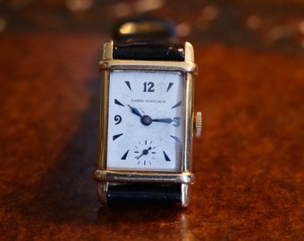 Girard Perregaux 14k Gold Tank Watch Art Deco Wristwatch Mechanical Movement 1930s Mens Unisex