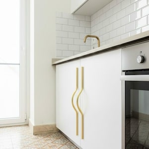 Handmade Solid Brass Arch Cabinet Pull - Modern Drawer Handle